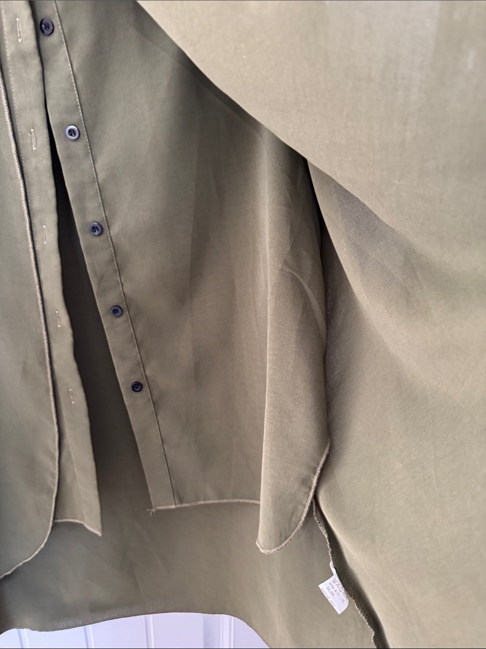 Olive Green Women’s Button-Front Tunic Blouse - Picture 4 of 4